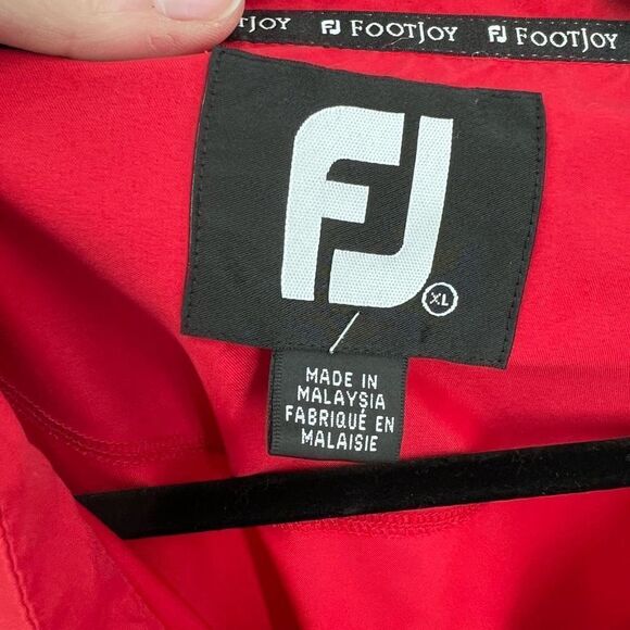 FootJoy Men's Windbreaker Golf Jacket Elastic Hem Long Sleeve Pullover Red XL - Picture 4 of 9